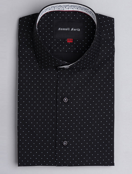 BLACK PRINTED FLORAL DETAILED SHIRT