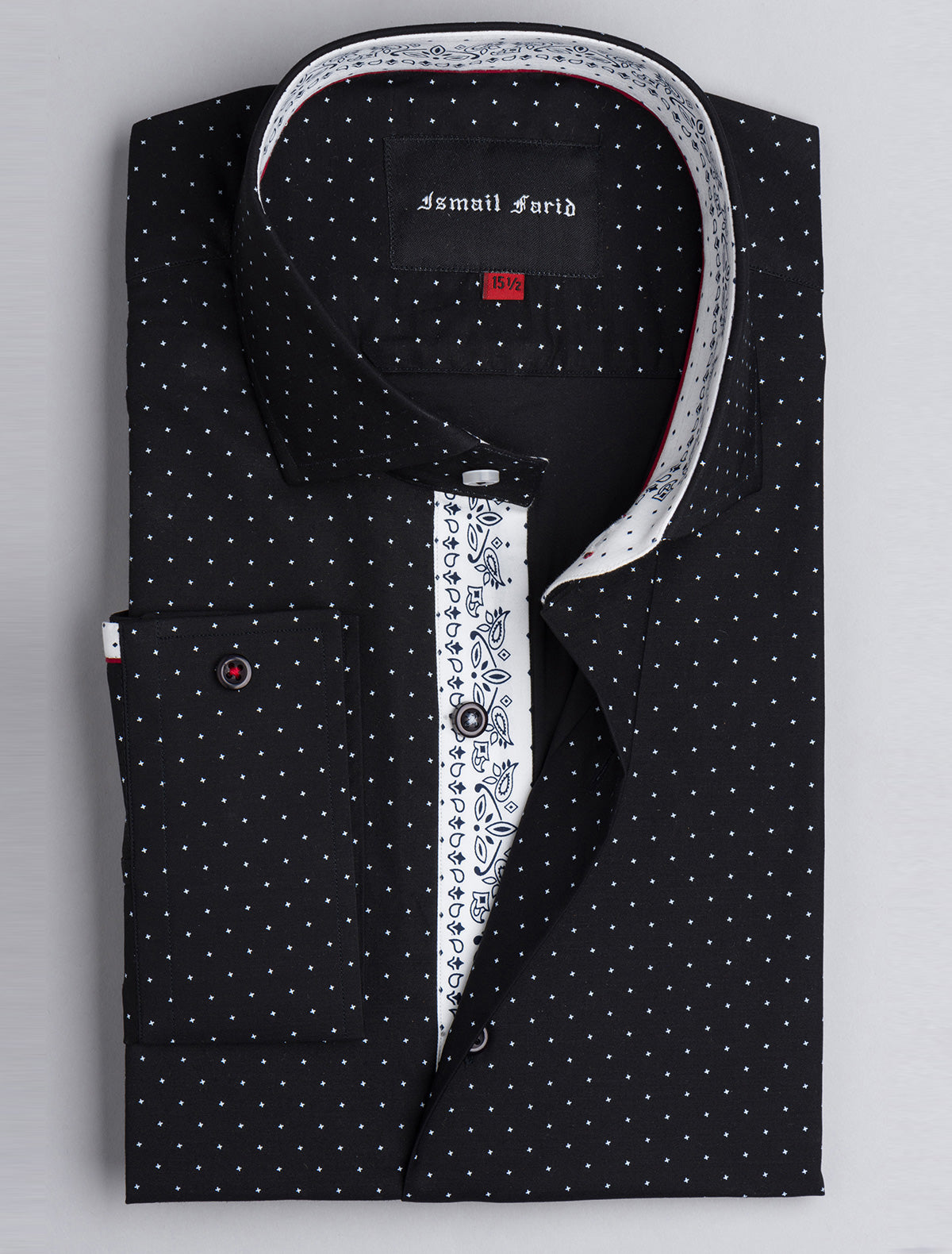 BLACK PRINTED FLORAL DETAILED SHIRT