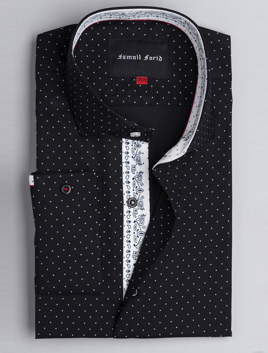 BLACK PRINTED FLORAL DETAILED SHIRT