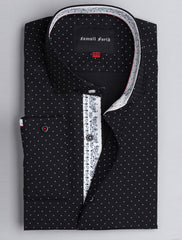 BLACK PRINTED FLORAL DETAILED SHIRT