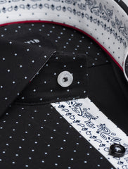 BLACK PRINTED FLORAL DETAILED SHIRT