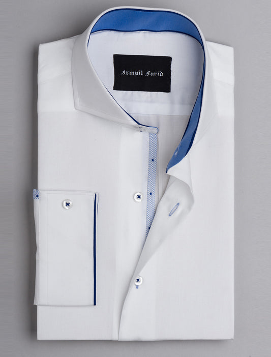 WHITE SMART CASUAL - DOBBY PRINT DETAILED SHIRT