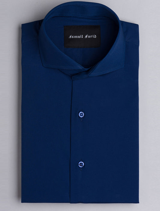 BLUE SPREAD COLLAR SHIRT