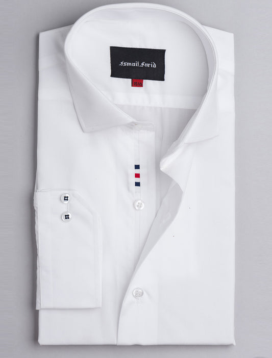 WHITE CUT COLLAR - CUBE DETAILED SHIRT