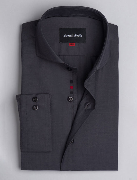 CHARCOAL SPREAD COLLAR SHIRT
