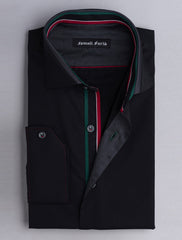 BLACK CUT- COLLAR DESIGN SHIRT