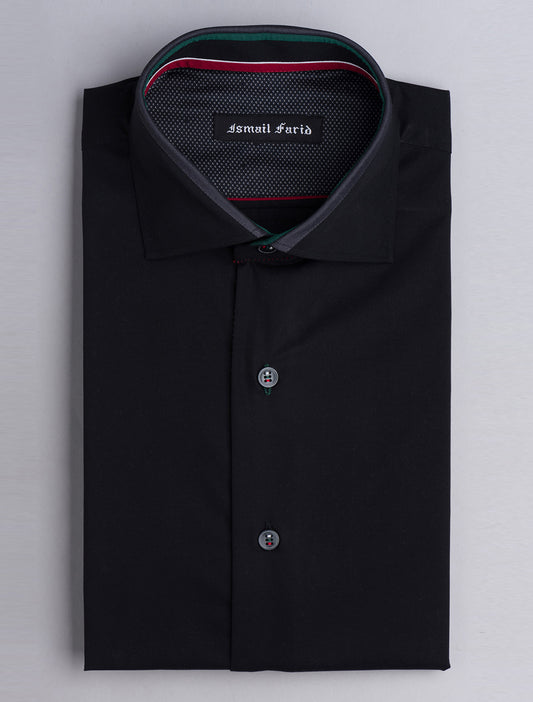 BLACK CUT- COLLAR DESIGN SHIRT