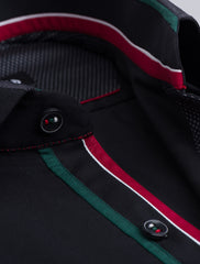 BLACK CUT- COLLAR DESIGN SHIRT