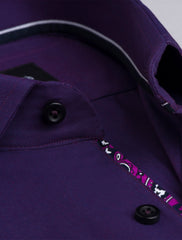 PURPLE DRESS SHIRT- FLORAL DETAILED