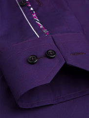 PURPLE DRESS SHIRT- FLORAL DETAILED