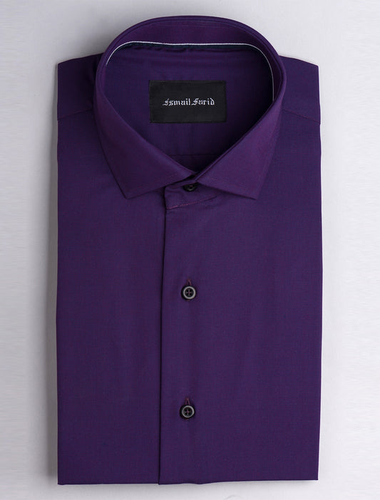 PURPLE DRESS SHIRT- FLORAL DETAILED