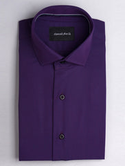 PURPLE DRESS SHIRT- FLORAL DETAILED