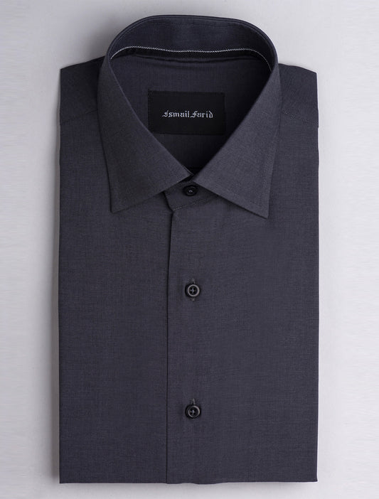 GREY DRESS SHIRT- FLORAL DETAILED