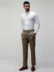 WHITE MANDARIN COLLAR SHIRT