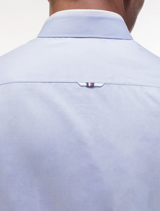 BLUE SHIRT FEATURING EMBROIDERED LOGO