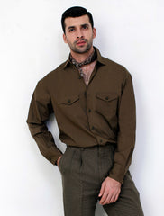 BROWN TWO POCKETS SHIRT