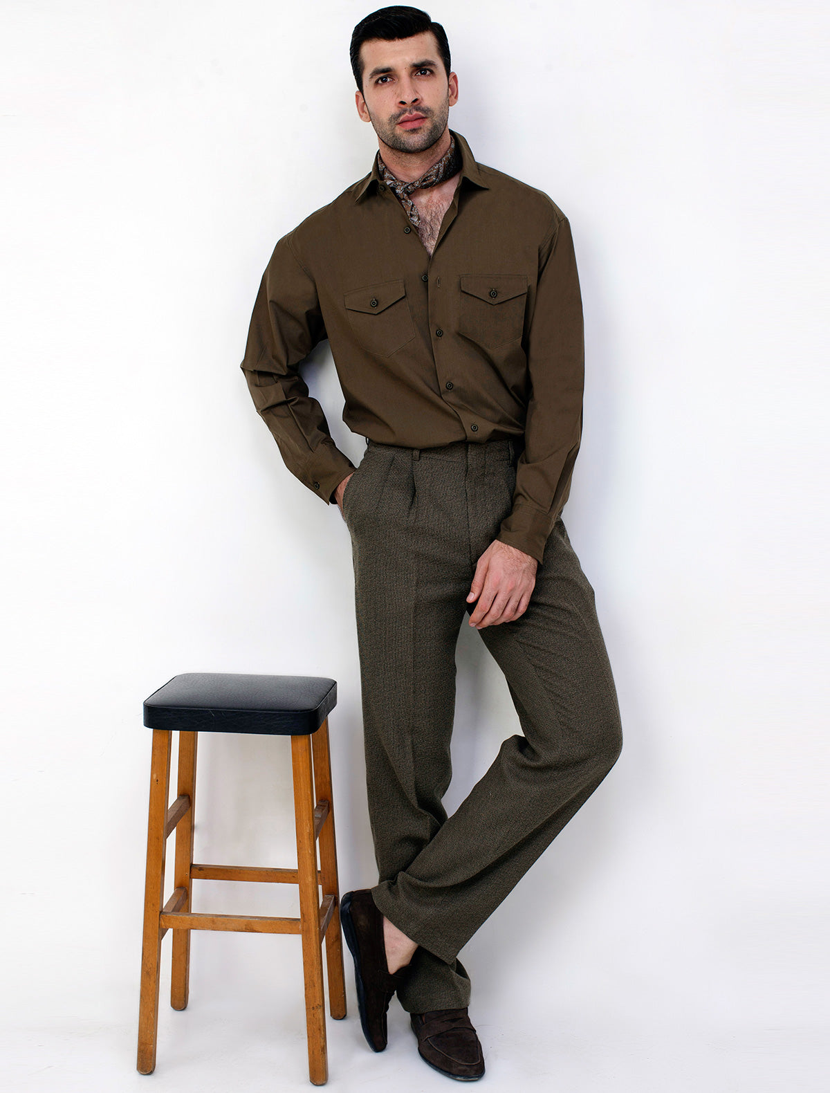 BROWN TWO POCKETS SHIRT