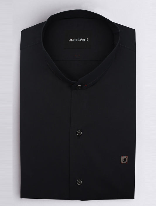 BLACK MANDARIN COLLAR SHIRT