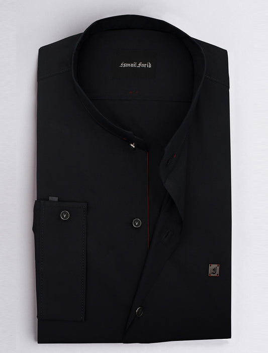 BLACK MANDARIN COLLAR SHIRT