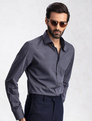 GRAY COTTON DRESS SHIRT