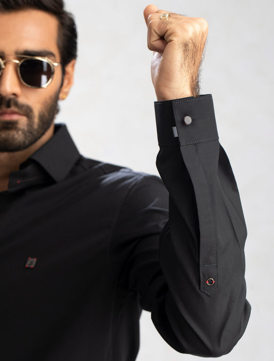 BLACK REGULAR COLLAR SHIRT
