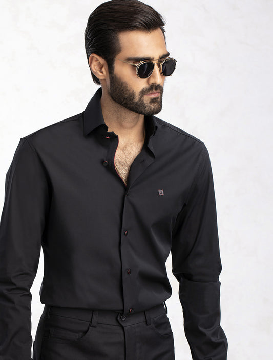 BLACK REGULAR COLLAR SHIRT