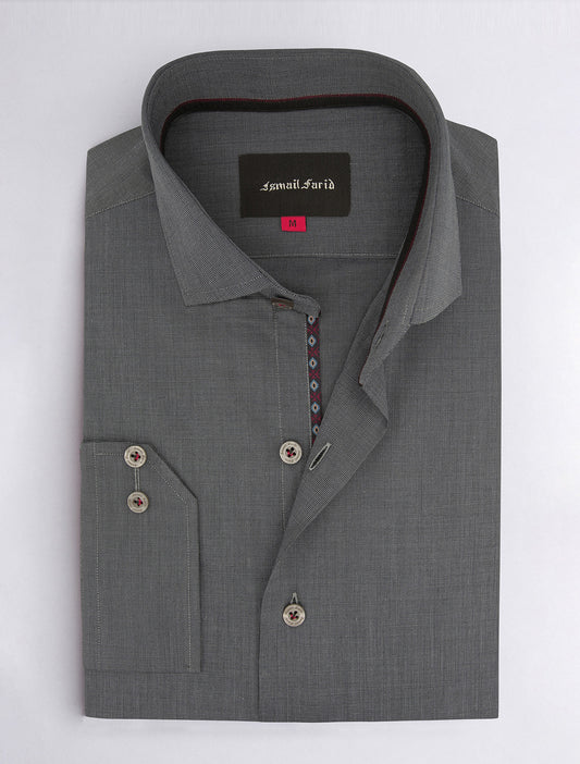 Grey Textured Shirt with signature details