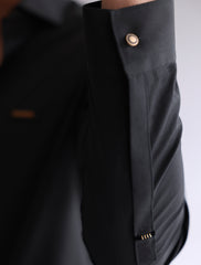 BLACK ZIP DETAILED SHIRT