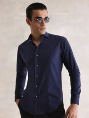 NAVY RIVET DETAILED SHIRT