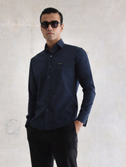 NAVY ZIP DETAILED SHIRT