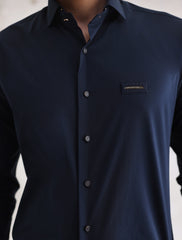 NAVY ZIP DETAILED SHIRT