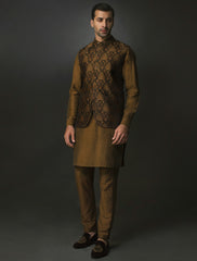 DARK BROWN FLORAL WAISTCOAT