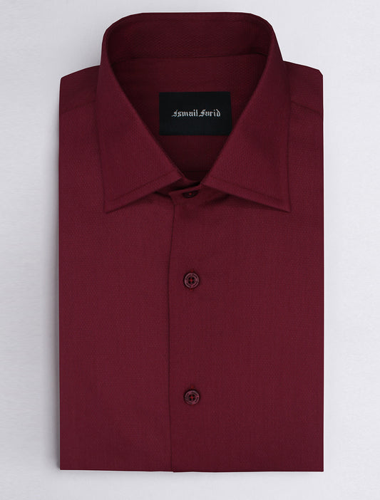 MAROON SELF TEXTURED BUSINESS WEAR SHIRT