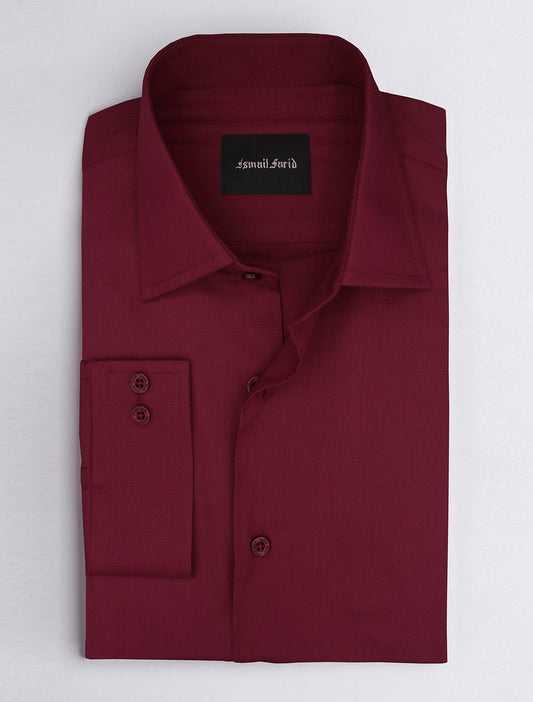 MAROON SELF TEXTURED BUSINESS WEAR SHIRT