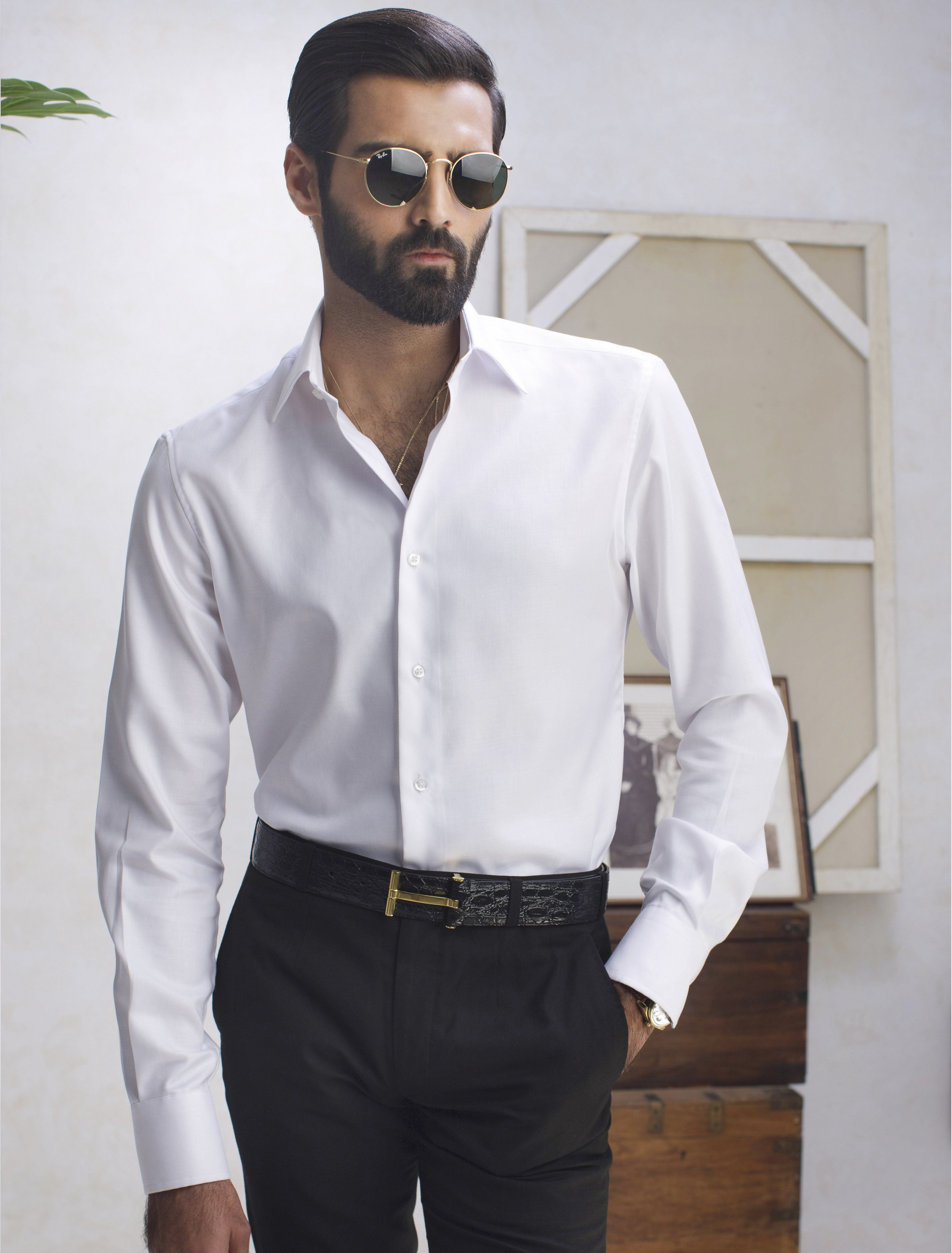 White collar formal shirts discount