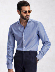 CLASSIC BLUE TEXTURED WEAVED SHIRT