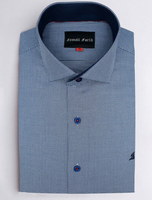 BLUE TEXTURED SHIRT