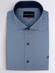 BLUE TEXTURED SHIRT