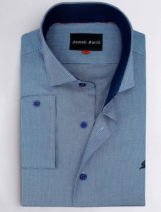 BLUE TEXTURED SHIRT