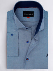 BLUE TEXTURED SHIRT