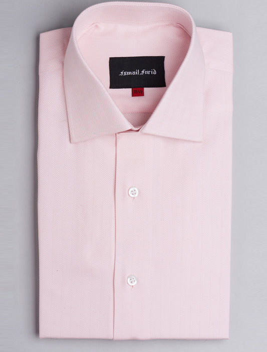 PINK HERRINGBONE CLASSIC COLLAR SHIRT