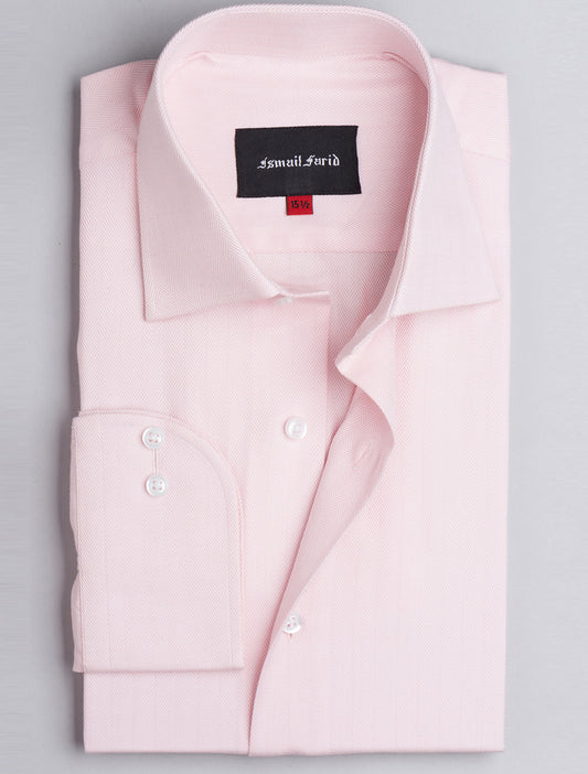 PINK HERRINGBONE CLASSIC COLLAR SHIRT