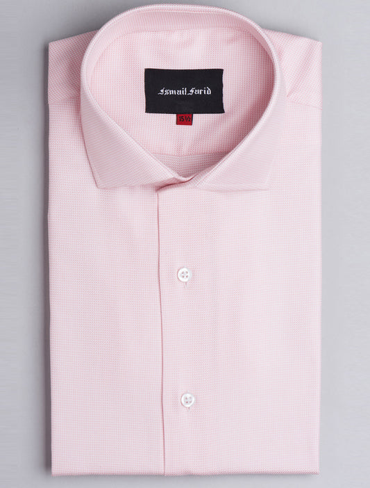 PINK TEXTURED WEAVE SPREAD COLLAR SHIRT