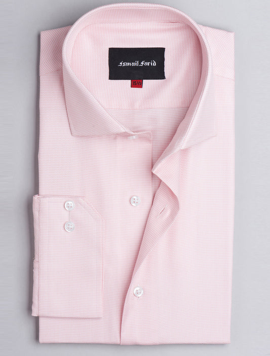 PINK TEXTURED WEAVE SPREAD COLLAR SHIRT