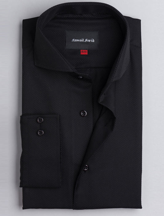 BLACK DIAMOND TEXTURED SPREAD COLLAR SHIRT