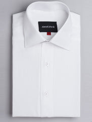 WHITE HERRINGBONE CLASSIC COLLAR SHIRT