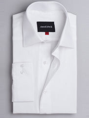 WHITE HERRINGBONE CLASSIC COLLAR SHIRT