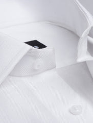 WHITE HERRINGBONE CLASSIC COLLAR SHIRT