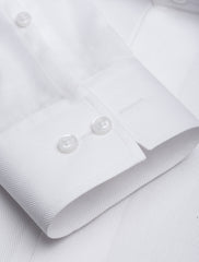 WHITE HERRINGBONE CLASSIC COLLAR SHIRT
