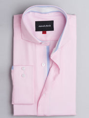 PINK TEXTURED SPREAD COLLAR SHIRT